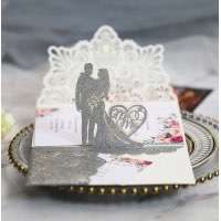 3D Wedding Invitation Card Laser Cut Paper Iridescent Paper